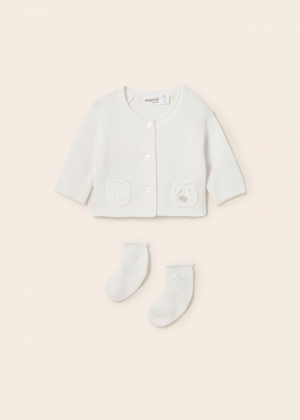 Knit cardigan with socks 045 white