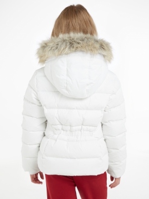 Essential down fur hood jacket YBR white