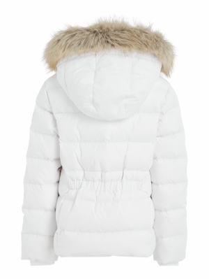 Essential down fur hood jacket YBR white
