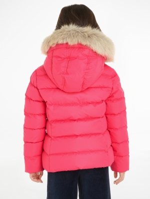 Essential down fur hood jacket TP1 hot magenta