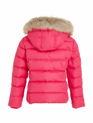Essential down fur hood jacket TP1 hot magenta