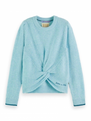 Relaxed-fit knotted pullover 0886 blue melan