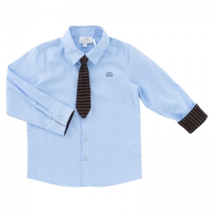 Shirt pierrot tie square blue