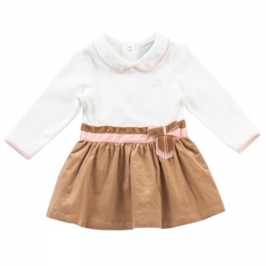 Dress double bow offwhite beige