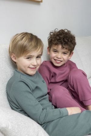 Wafelpyjama - Family Edition Zeegroen