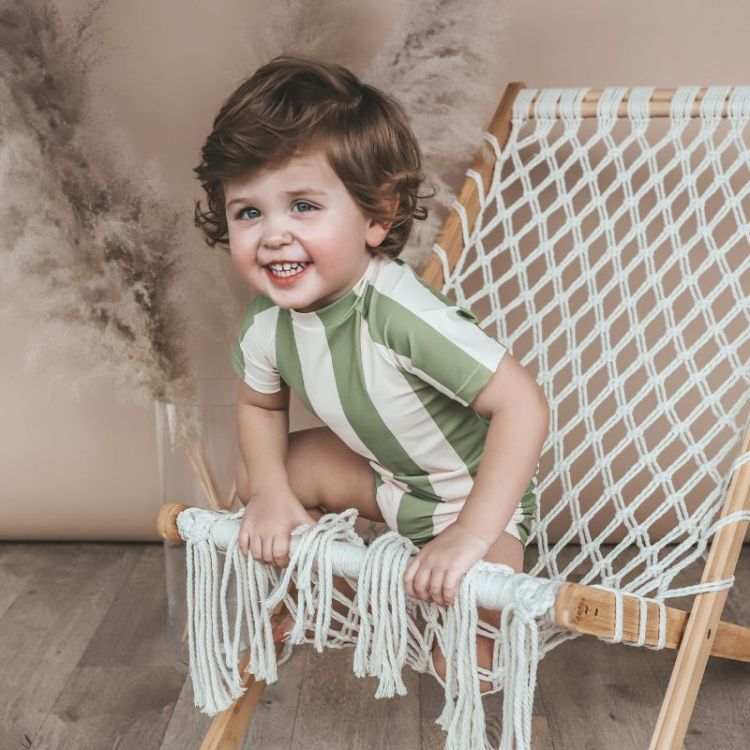 Wide Stripe | Shortsleeve Swim Iguana